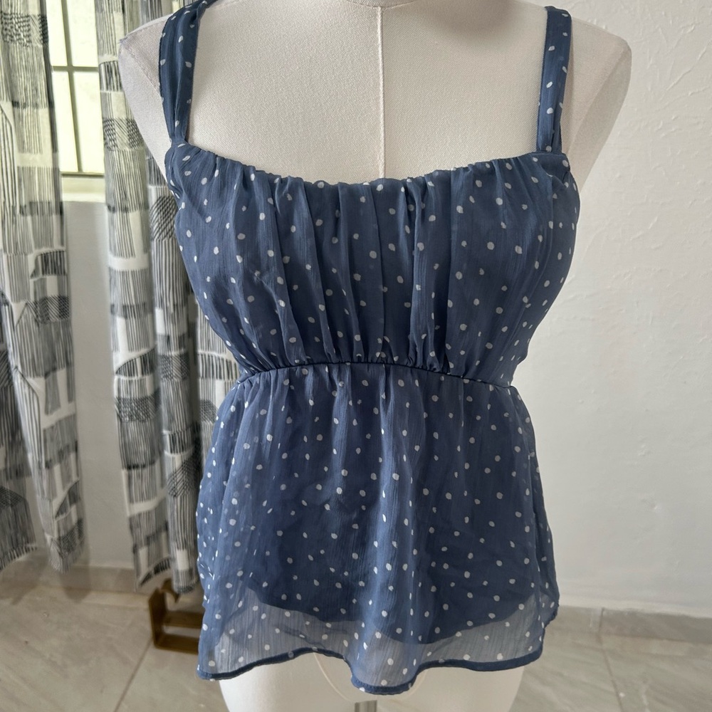 Abercrombie & Fitch Navy Polka Dot Blouse
